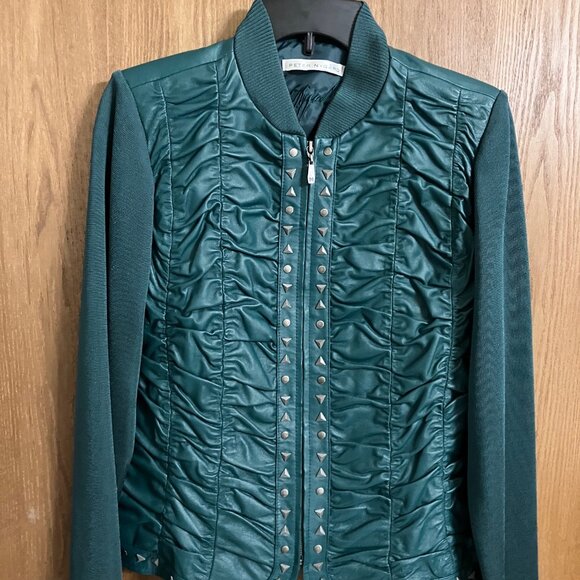 Peter Nygard Leather & Knit Jacket Size Small Zippered‎ - Picture 1 of 4
